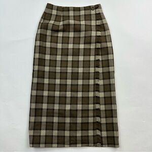 Flame Wool Plaid Wrap Skirt Size 9